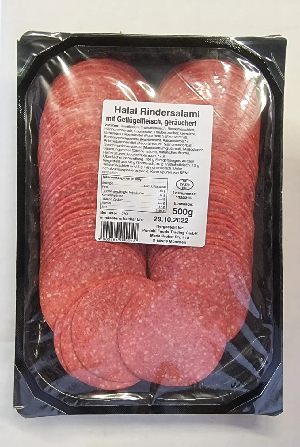 Rindsalami geschnitten -  Ø 80/ 1Kg Preis