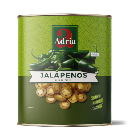 Adria-Jalapenos, Grün In Scheiben 3100ml Dose