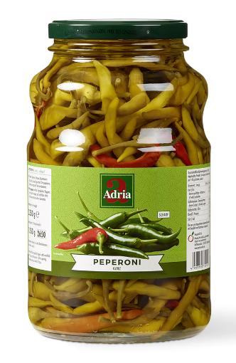 Adria-Peperoni, scharf, grün mit 5-10 % rot 2650ml Glas