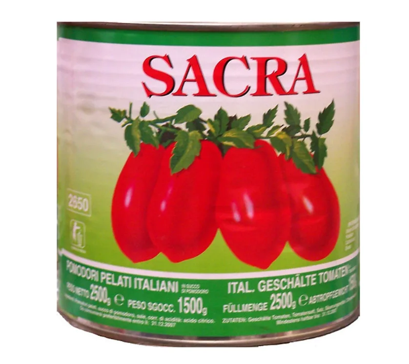 Pelati Sacra-Peeled Tomatoes ohne grüne Punkte 6x 2650gr