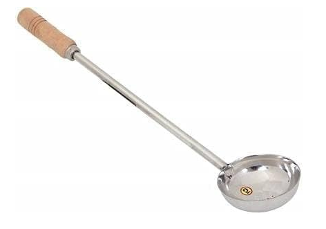 Ladle with Wooden Handle,Heavy Grip,Stainless Steal Size 4